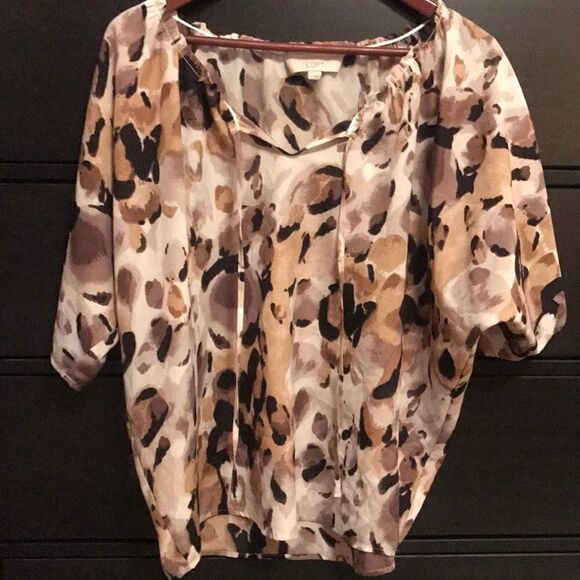 LOFT Semi Sheer Leopard Print Blouse - Size Small - Picture 1 of 8